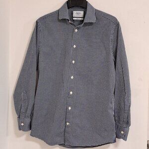 Charles Tyrwitt Blue & White Patterned Button Down Shirt Men's 16" Neck